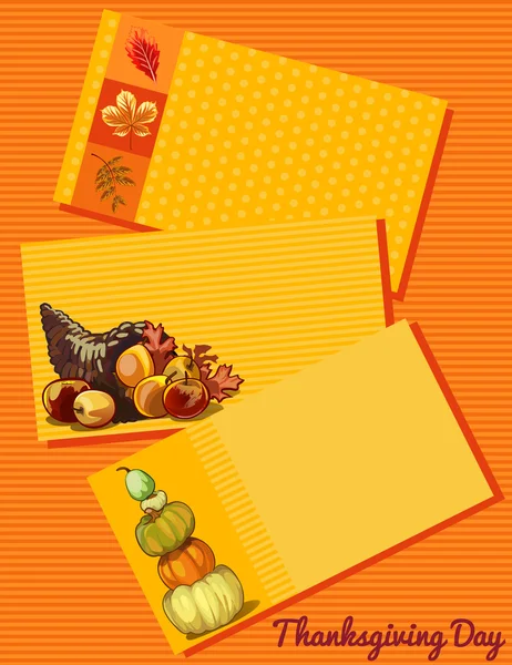 Set of three cards Thanksgiving day — Stock Vector