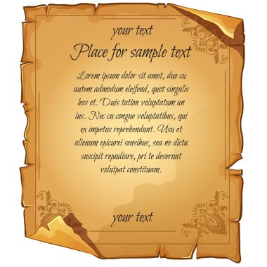 Old damaged paper with text clipart