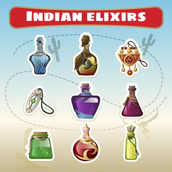 Індійська набір Еліксири — стоковий вектор