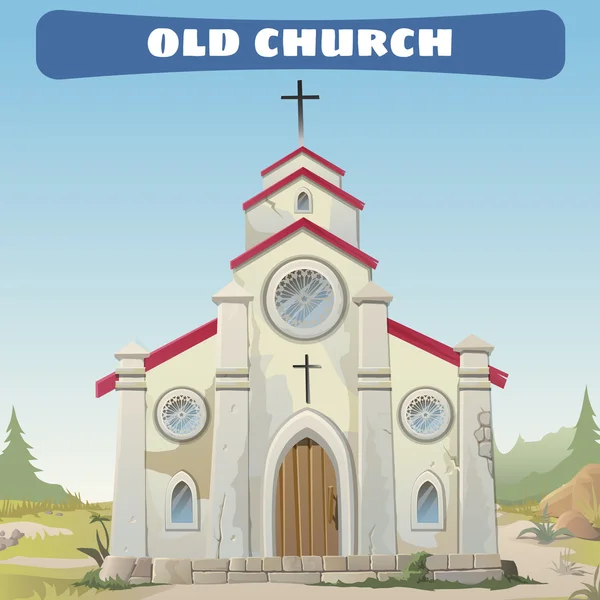 Igreja velha closeup no Velho Oeste — Vetor de Stock