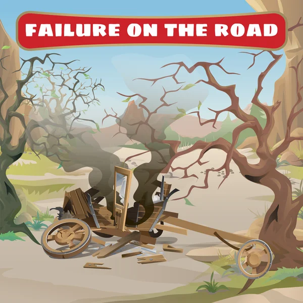 Broken cart on the road in the Wild West Royalty Free Stock Illustrations