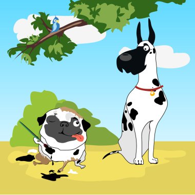 İki komik köpek kılık Dalmaçyalı
