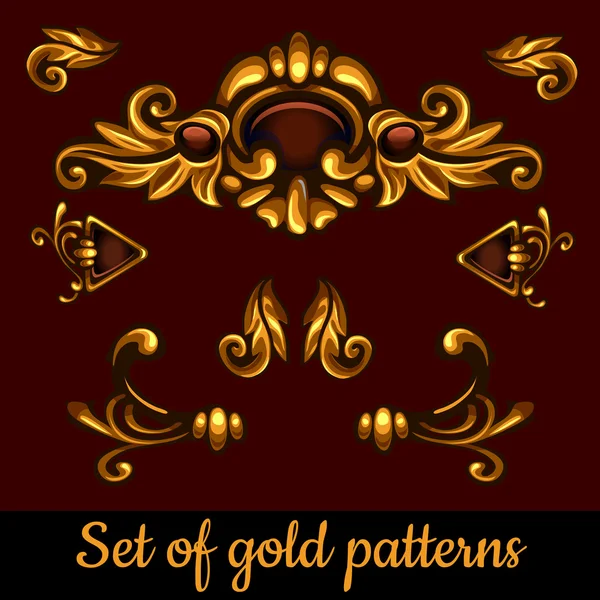 Набір золотого об'єму візерунків — стоковий вектор