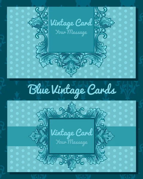 Blue vintage horizontal business card — Stock Vector
