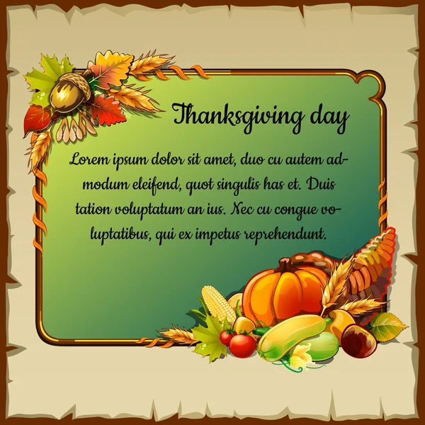 Kaart voor thanksgiving day met groenten — Stockvector