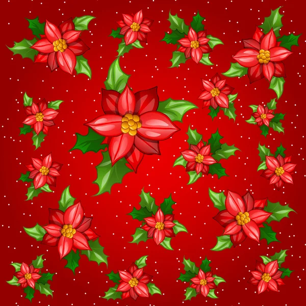 Blumen mit Blättern auf rotem Hintergrund — Stockvektor
