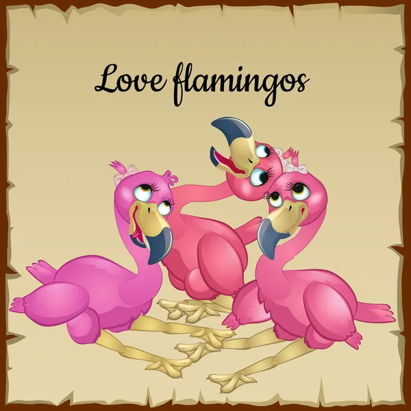 Três flamingos rosa bonito — Vetor de Stock