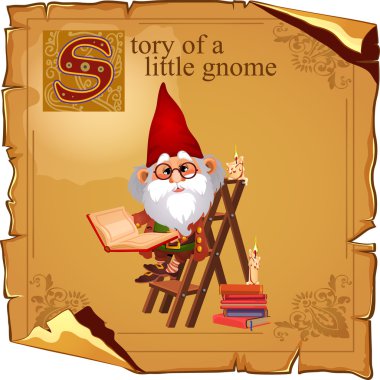 Wise gnome with book and candles clipart