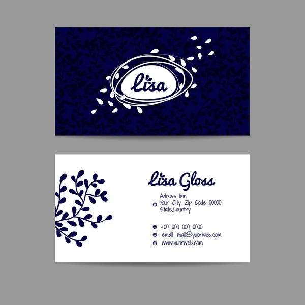 Carte de visite design avec ornement floral — Image vectorielle