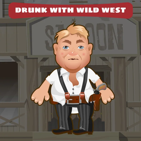 Χαρακτήρα κινουμένων σχεδίων της άγριας Δύσης - μεθυσμένος άντρας — Διανυσματικό Αρχείο