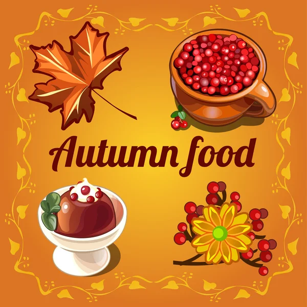 Delicious food and a cozy autumn — Stock Vector