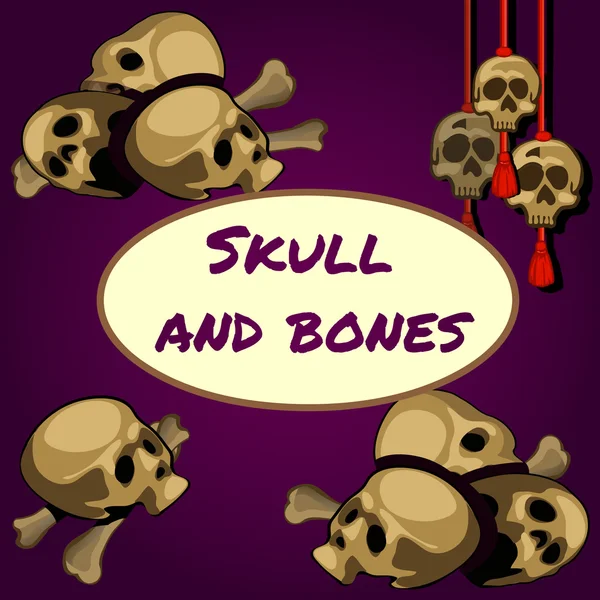 Schädel und Knochen auf violettem Hintergrund — Stockvektor