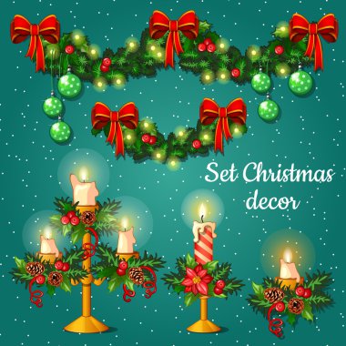 Şamdanlar ve Noel çelenk