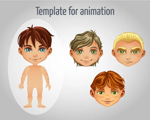 Set of four images of boys for animation — Stock Vector