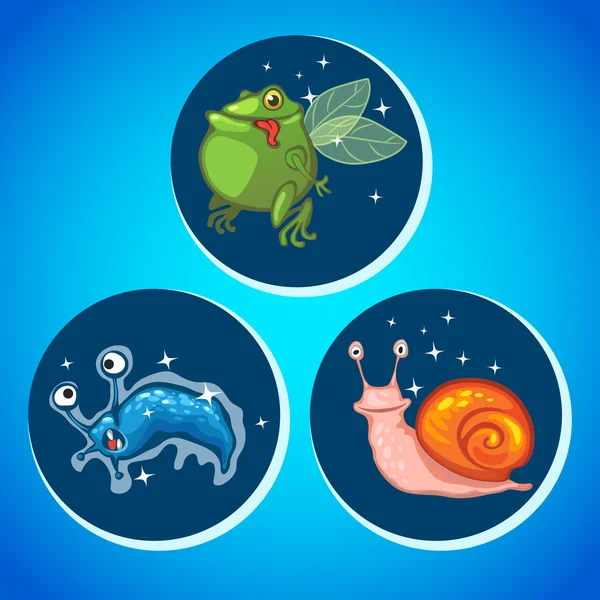 Tři Fantastická zvířata, vektorové ikony — Stockový vektor