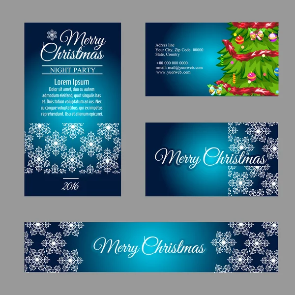 Quatre cartes de visite de Noël design — Image vectorielle