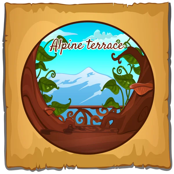 Vistas de los Alpes desde la terraza — Vector de stock