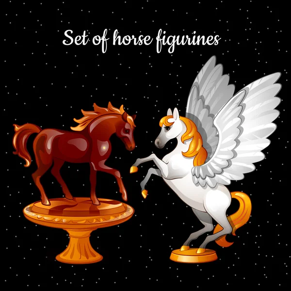 飛行魔法の馬の数字のセット — ストックベクタ