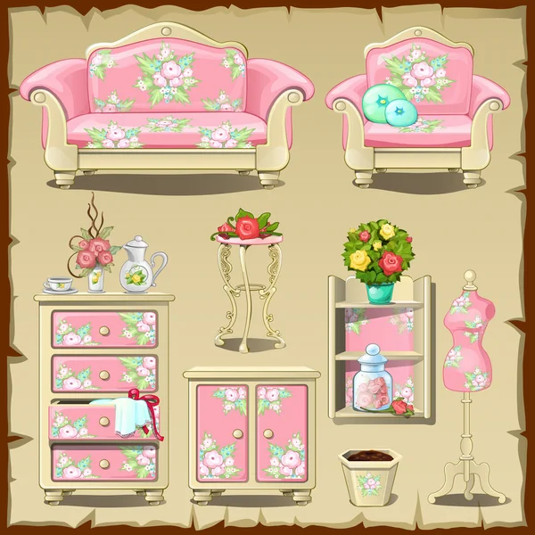 Vector ilustración de tocador de la señora de sociedad con el espejo de