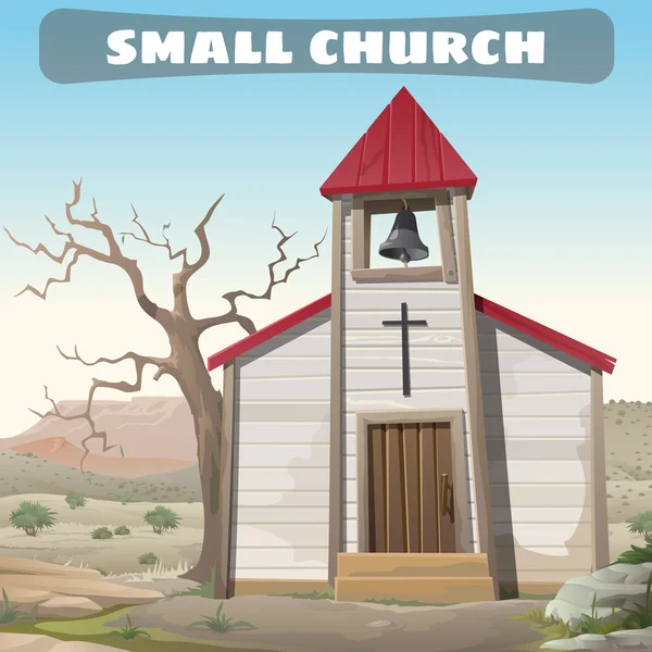 Pequena Igreja no deserto, Oeste Selvagem —  Vetores de Stock