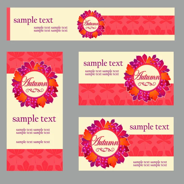 Set de cartes dans le même style et de taille et de forme différentes pour vos besoins d'affaires, en rouge — Image vectorielle