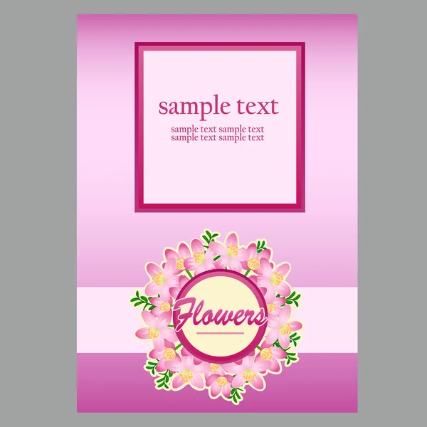 Poster pentru text în stil floral, fundal roz deschis — Vector de stoc