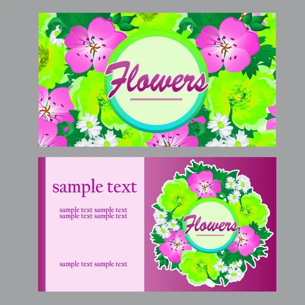 Deux cartes lumineuses en style floral pour vos besoins professionnels — Image vectorielle