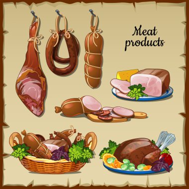 Lezzetli sosis, jambon ve ve diğer et