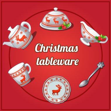 Yemekler, Ren geyiği ile altı farklı öğeler kümesi Noel