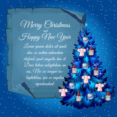 Melekler ve poster ile Noel ağacı