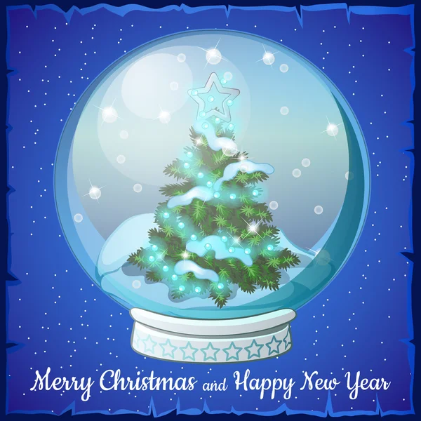 Christmas ball with snowflakes and tree inside it — Stock Vector