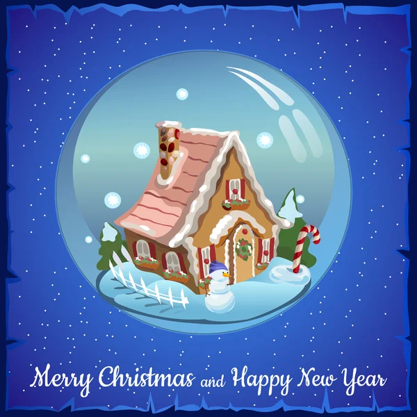 Χριστουγεννιάτικη Χοροεσπερίδα με υπέροχο σπίτι — Διανυσματικό Αρχείο