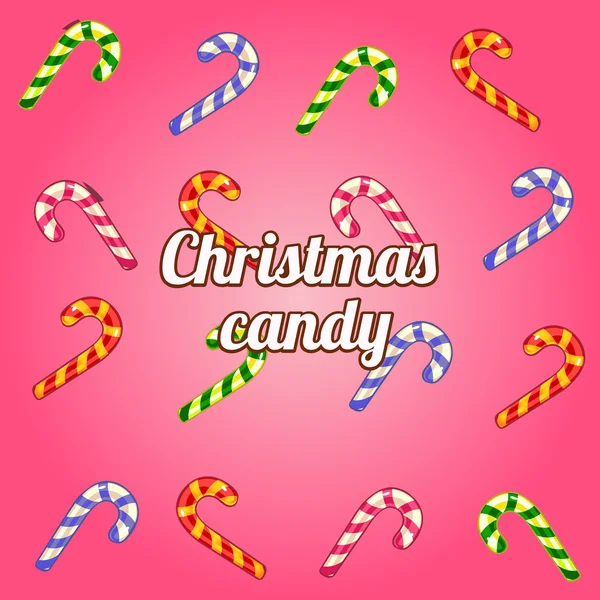 Christmas background with collection of candy cane — Stock Vector