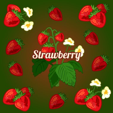 Kart yeşil bir arka plan üzerinde çilek ile