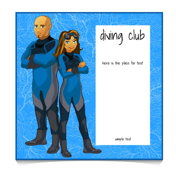 Twee duikers worden uitgenodigd om de club — Stockvector