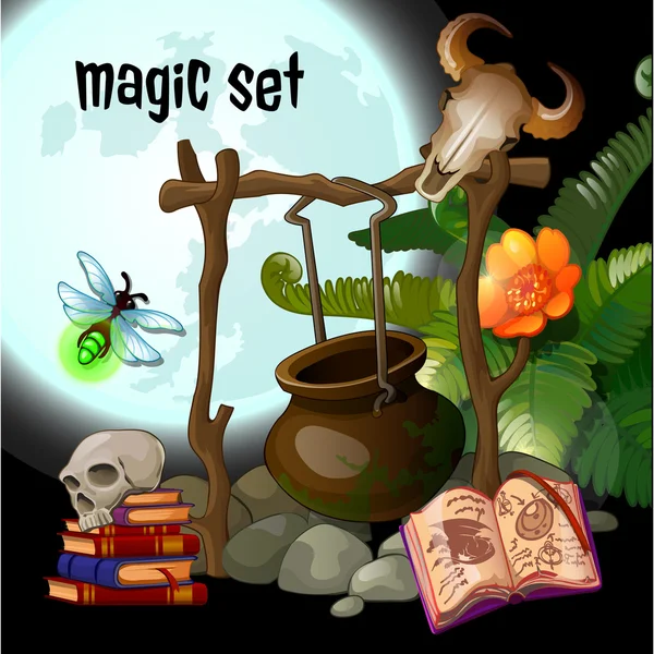 Magische set van wizard — Stockvector