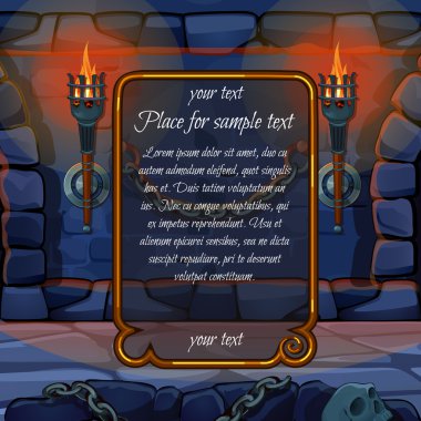 El fenerleri ve örnek metin için çerçeve ile şömine