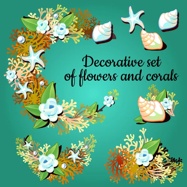 Decorative articles made of corals and colors — Stock Vector