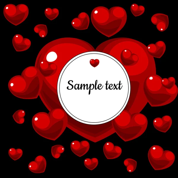 Round frame with picture of red hearts with text — Stock Vector