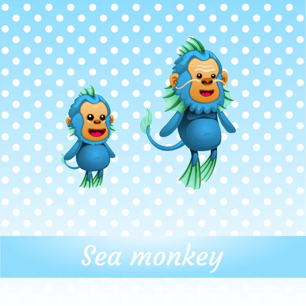 Two funny sea monkeys from the depths of the ocean — Stock Vector