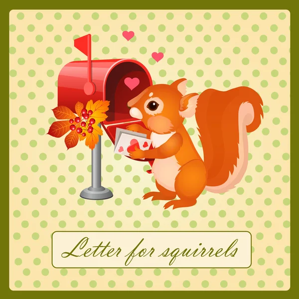 Cute squirrel with a Valentines day letter — Stock Vector