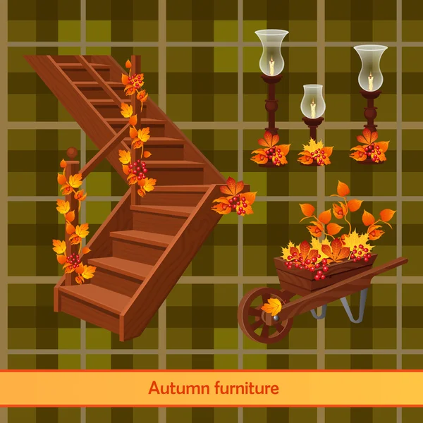 Delar av höstens landskap, inredning och förvaltning — Stock vektor