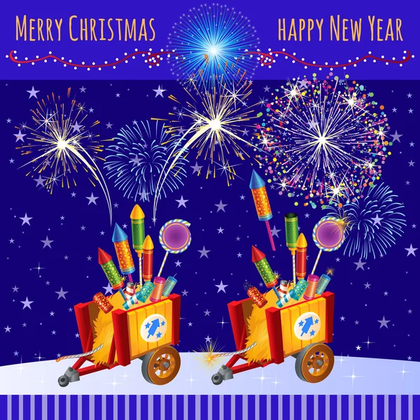 Festive fireworks in honor of the Christmas and new year — Stock Vector