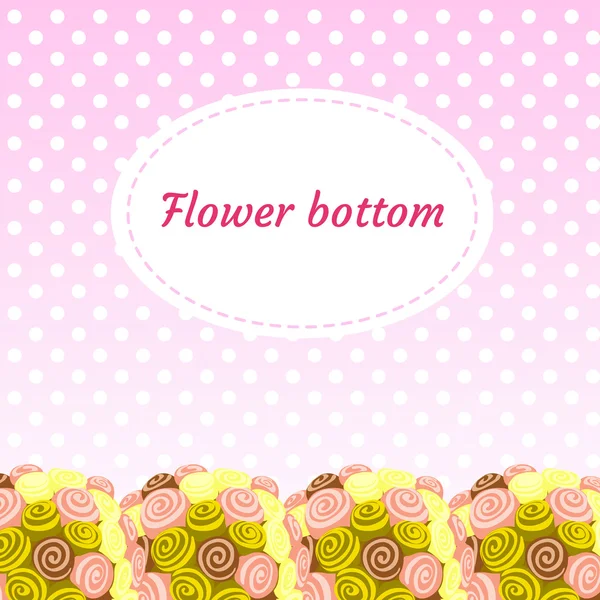 Blommor rosa bakgrund med cartoon buketter — Stock vektor