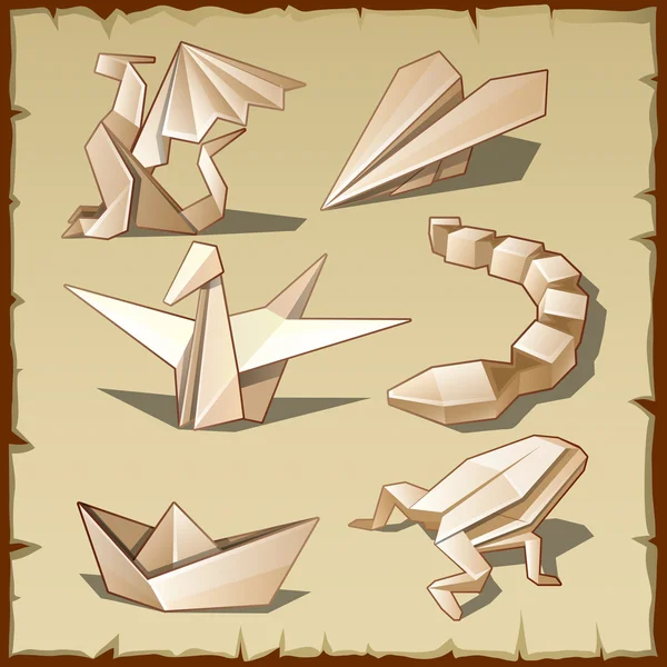 Várias figuras de papel, como a arte do origami — Vetor de Stock