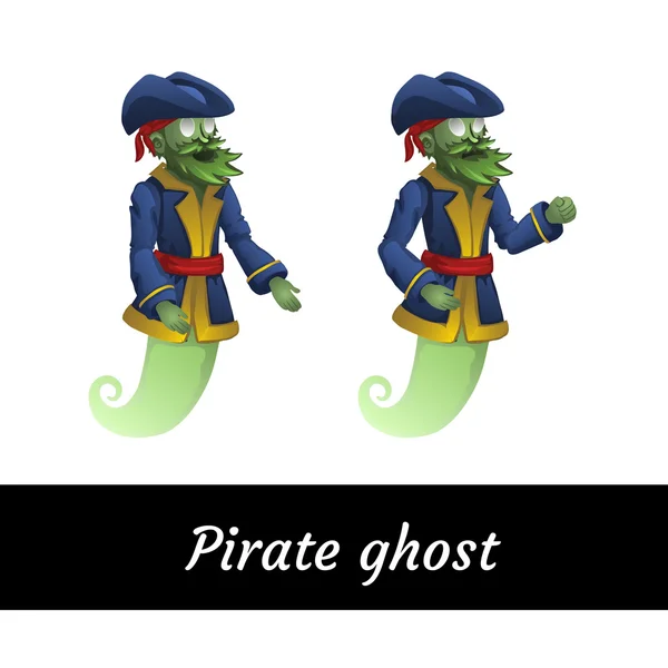 Два классических зеленых пиратских призрака в костюме, векторный персонаж — стоковый вектор