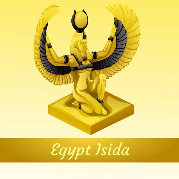 Monumentet är av den egyptiska drottningen Isida i guld — Stock vektor