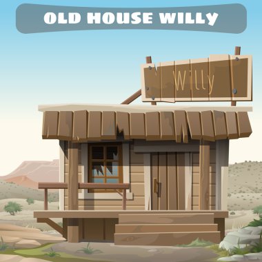 Old abandoned house of a cowboy in the wild West clipart