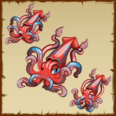 Duygular farklı ifade üç squids kümesiyle
