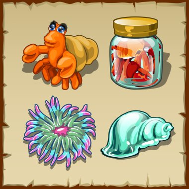 Komik deniz sakinleri, dört öğeleri ayarla